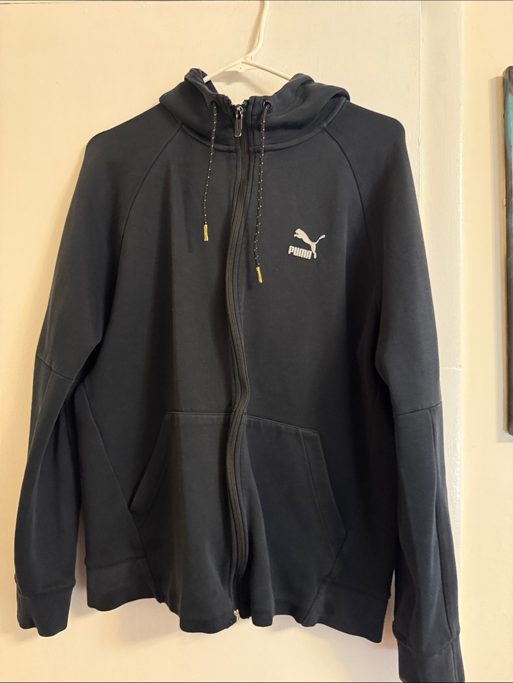 Puma Black Zip-Up Hooded Sweatshirt with Logo
